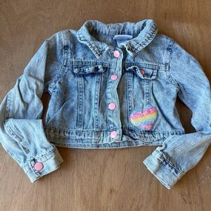 Vintage 90s Y2K Little Lass Denim Cropped Jean Denim Jacket Heart Size 5